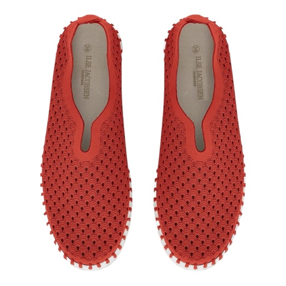 Ilse Jacobsen HORNBAEK Women's Red Tulip Flat Slip-On Low-Top Size 10 - Picture 5 of 6